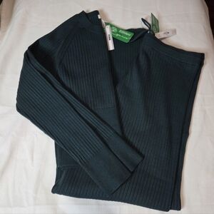 Vs Pink Ribbed Knit Set Dark Green New Large